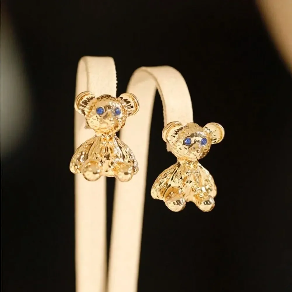 Gold Teddy Bear Earrings A1036
